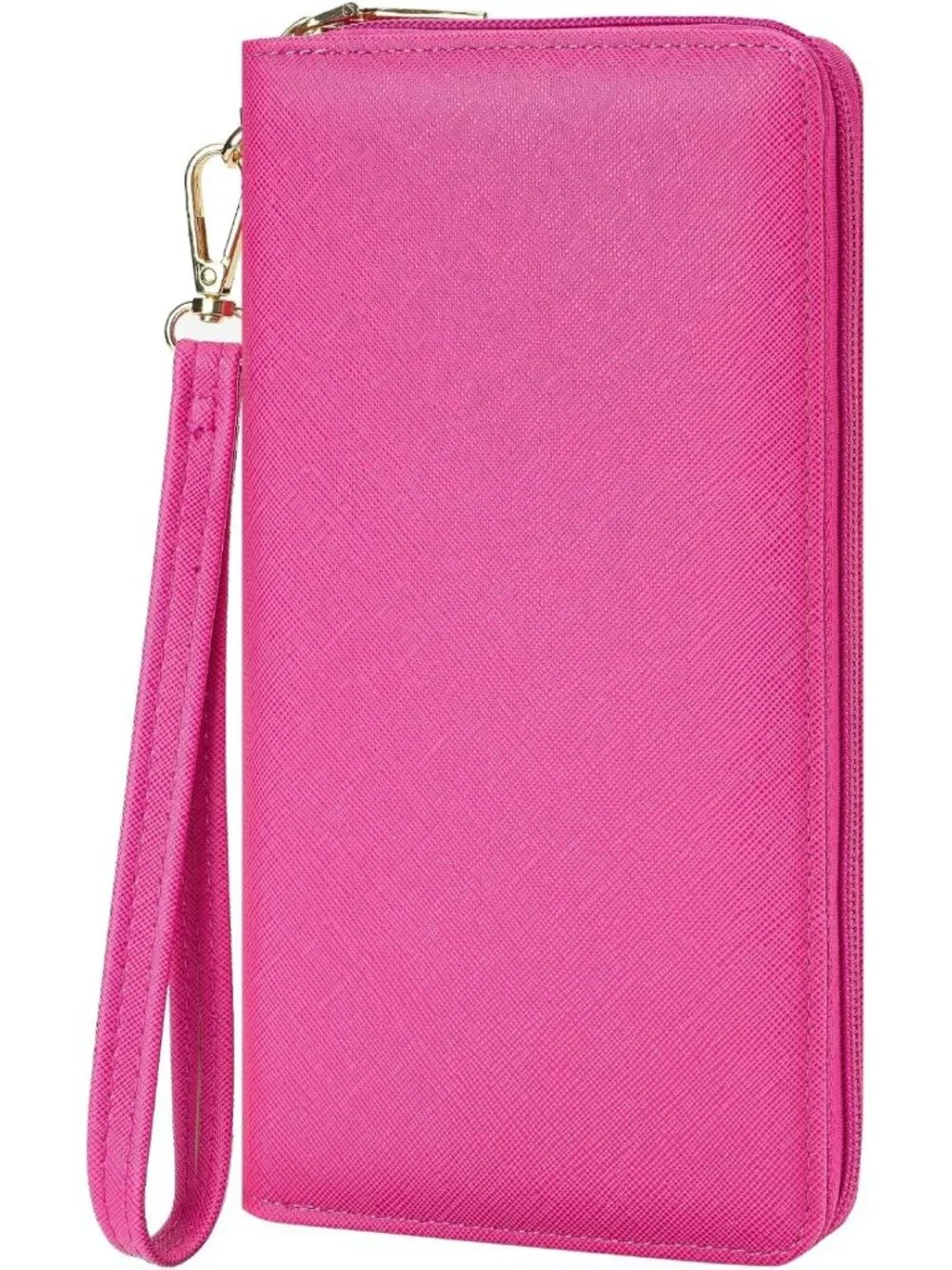 Vegan Leather Clutch Wallet for Women - Zip Closure, Hand Strap, Large Capacity